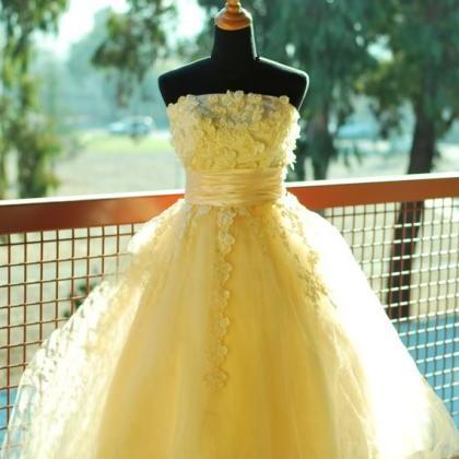Floral Prom Dress,yellow Prom Dress,midi Prom..