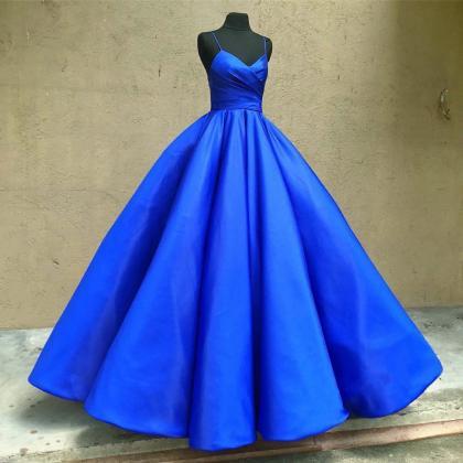 Royal Blue Ball Gown,blue Prom Dress,spoaghetti..