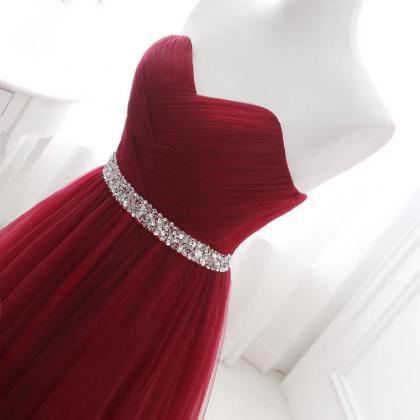 Strapless Prom Dress Red Party Dress Tulle Evening..