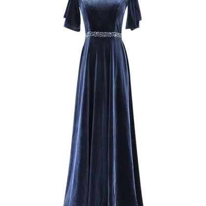Blue Evening Dress Custom Made Elegant Dress Sexy..