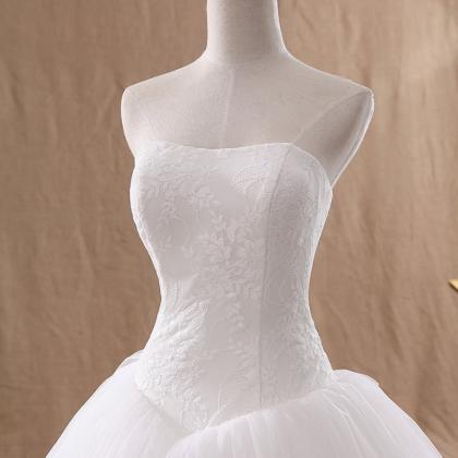 Strapless Wedding Dress Lace Top Bridal Dress..