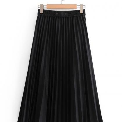 Fashion Midlength Pleated Skirt With High Waist,..
