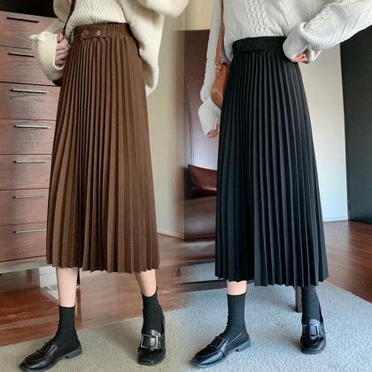 Fashion Midlength Pleated Skirt With High Waist,..