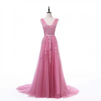 Sweet Lace Dresses, V-neck Long Evening Dresses,..