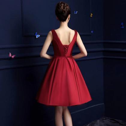 Red Short Dress, Sexy Fashion Dress, V-neck..