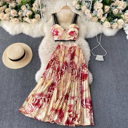 Ins-style vacation suit, lace desig..