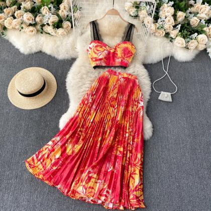 Ins-style vacation suit, lace desig..