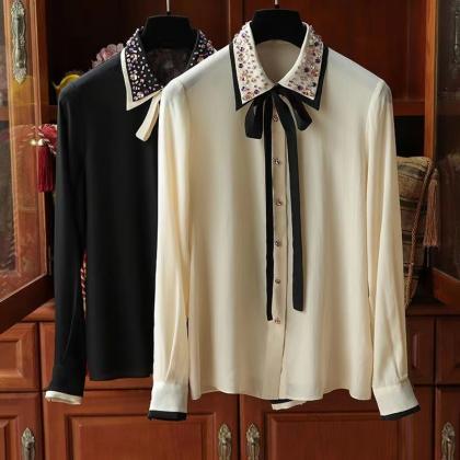 Realistic Silk Shirt, Long Sleeve Mulberry Silk..