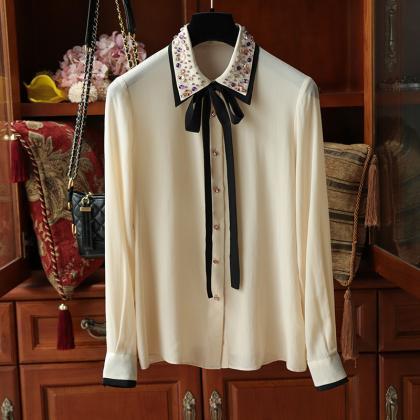 Realistic Silk Shirt, Long Sleeve Mulberry Silk..