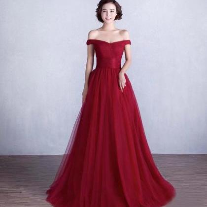 Off Shoulder Evening Dress,red Prom Dress,formal..
