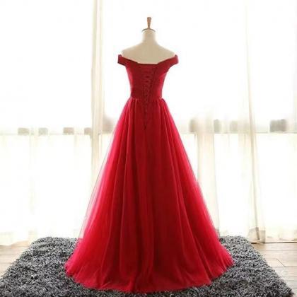 Off Shoulder Evening Dress,red Prom Dress,formal..