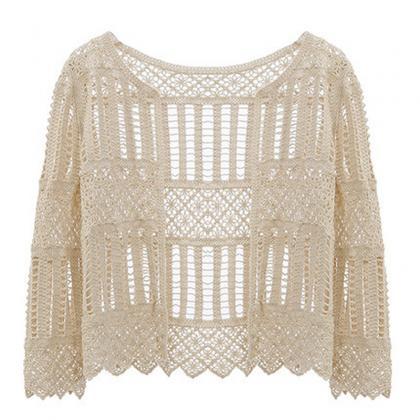 Summer Thin Style, Knitted Cardigan, Hollowed-out..