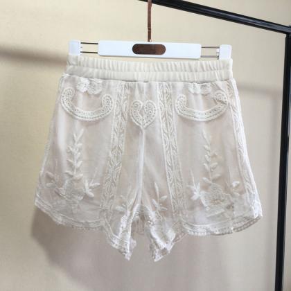 Lace Shorts For External Wear, Hook Flower..