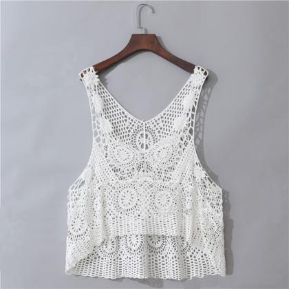Summer lace, hollow knit tank top, ..