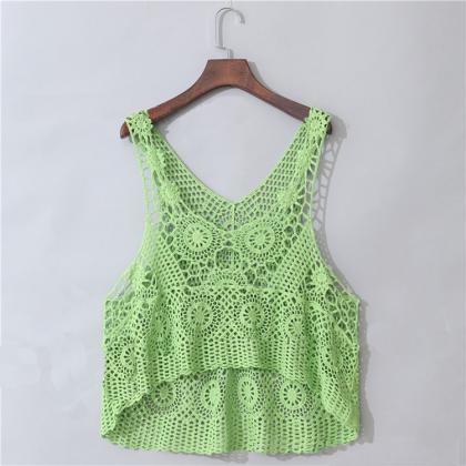 Summer lace, hollow knit tank top, ..