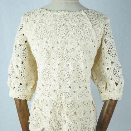 Hollow Knit, Crochet, Knitted Short Sleeves, Loose..