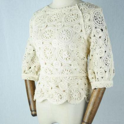 Hollow Knit, Crochet, Knitted Short Sleeves, Loose..