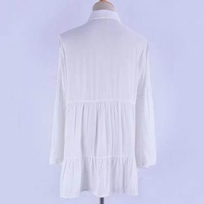 Rayon, Layer Lace, Shirt-style Flared Sleeves,..