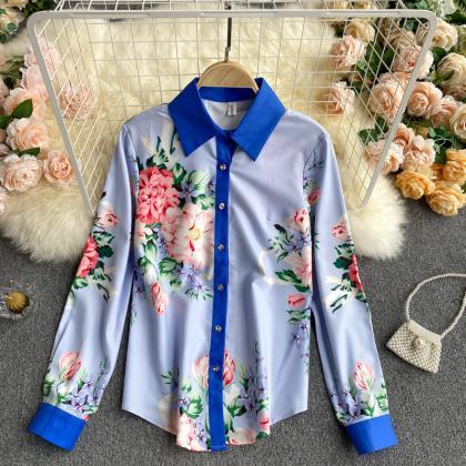 Vintage, Spring Style Shirt, Long Sleeves With..