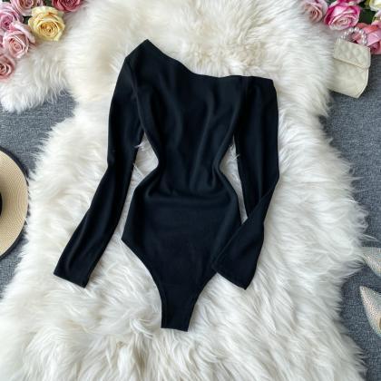 Inclined Shoulder, Long Sleeve Jacket, Sexy Waist,..