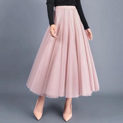 Big Swing Bouffant Ankle-length Skirt, High Waist..