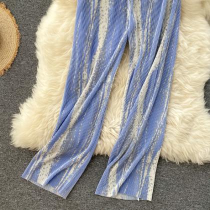 Summer, Pleated Long, Tie-dyed Print, Pleated..