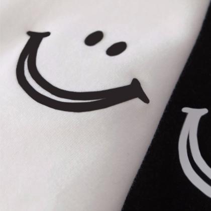 Short-sleeve T-shirt With Smiley Face Pattern, Ins..