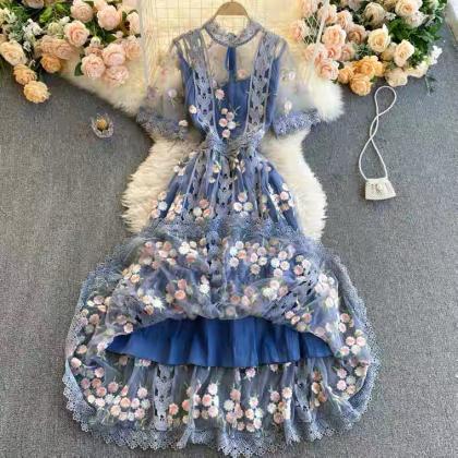 Fairy Gentle Wind Dress, Round Neck, Short..