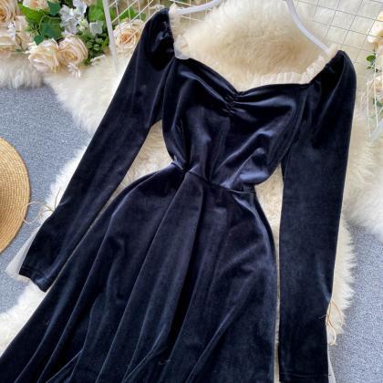 Palace Style Dress, Vintage Velvet Prom Dress,..