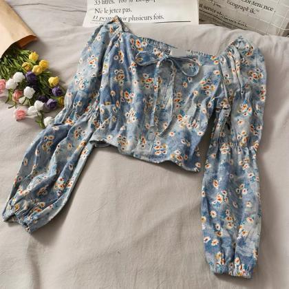Bowknot Tie, Floral All-match Top, Style, Square..