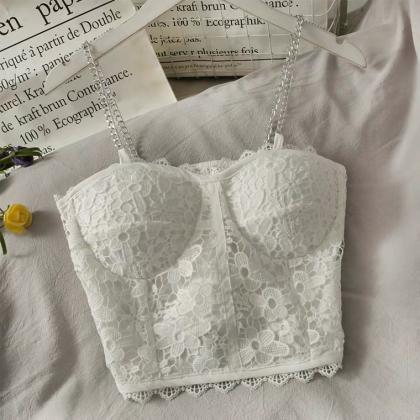 Chain Halter Top, Lace Top,lace Tank Top