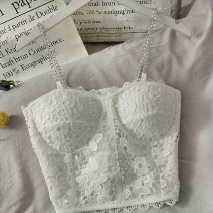 Chain Halter Top, Lace Top,lace Tank Top