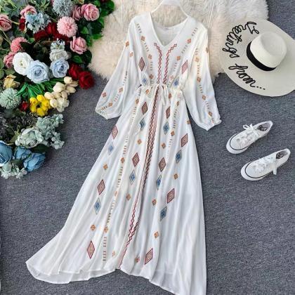 Spring Style, Goddess Dress, V-neck White Dress,..