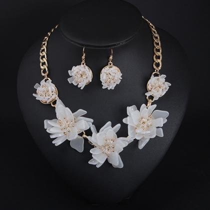 Handmade Resin Flower Necklace, Earring Set,..