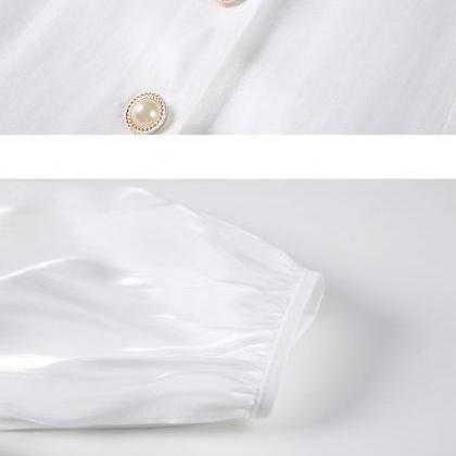 White Shirt, Vintage Lantern Sleeve Top, Delicate..