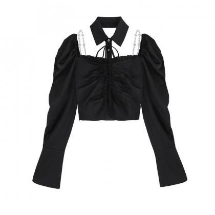 Blouse With Puffy Sleeves, Square Collar,..