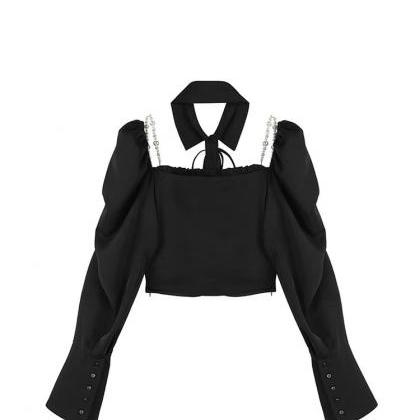 Blouse With Puffy Sleeves, Square Collar,..