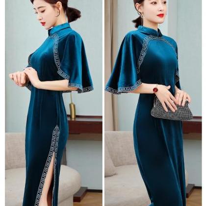 Vintage Chinese Style, Velvet Dress, Modified..