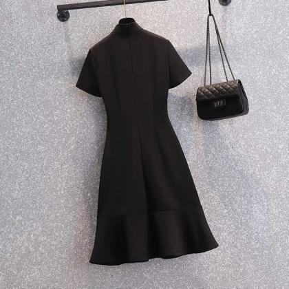 Summer, Small Fresh Cheongsam, Vintage Black Dress..
