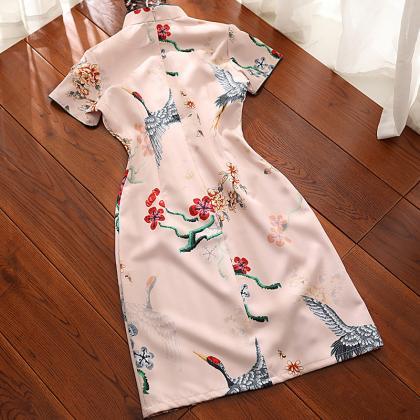 ,improved Version Of Cheongsam Short Dress,..