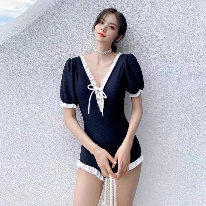 Short Sleeve Student One-piece Swimsuit, Cover..