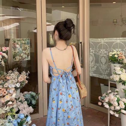 Small Fresh, Super Sexy Backless With Floral..