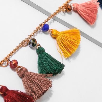 Folk Style, Holiday Small Tassel Necklace,..