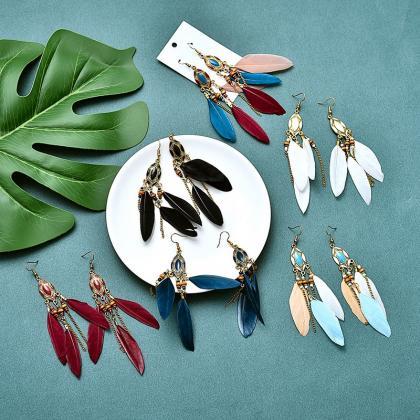 Ethnic style feather earrings, supe..