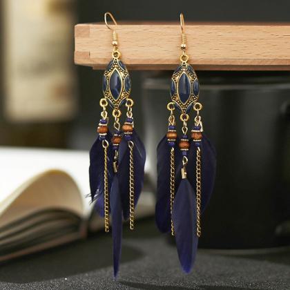 Ethnic style feather earrings, supe..