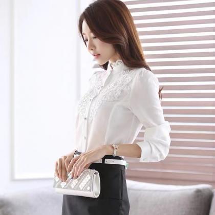 Spring Fashion, Lace Long-sleeved Shirt,..