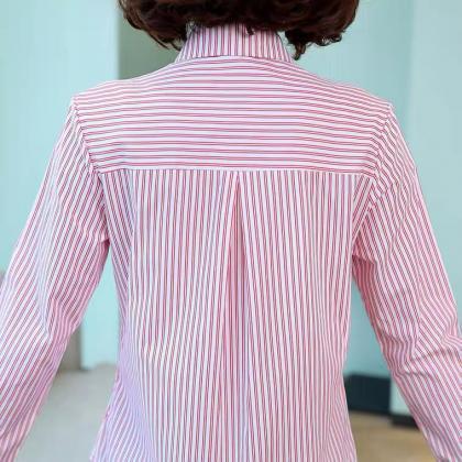 Striped Shirt, Spring Style, Long Sleeve, Large..