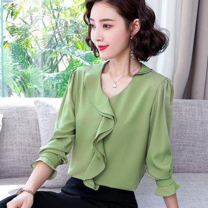 Summer V-neck Short-sleeved Chiffon Shirt