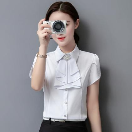 Solid Color Professional Shirt, Short-sleeve..