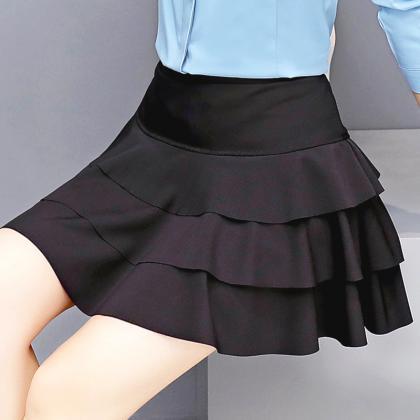 Large Size Chiffon Skirt, Pleated Elastic High..